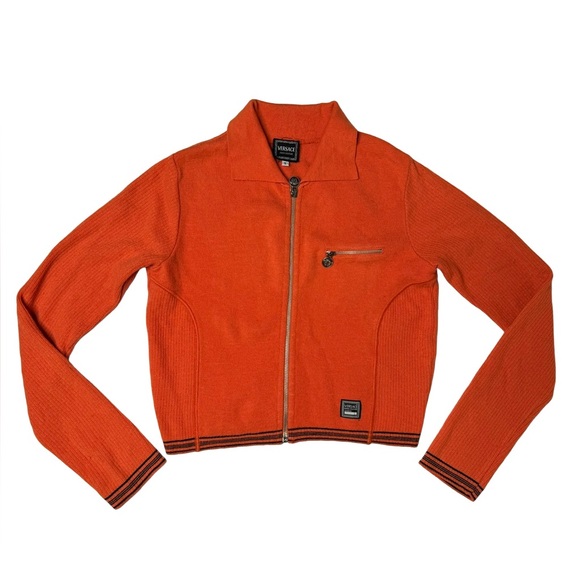 VersaceVintage 90’s Y2K Versace Jeans Collection Knit Zip Jacket in Orange S